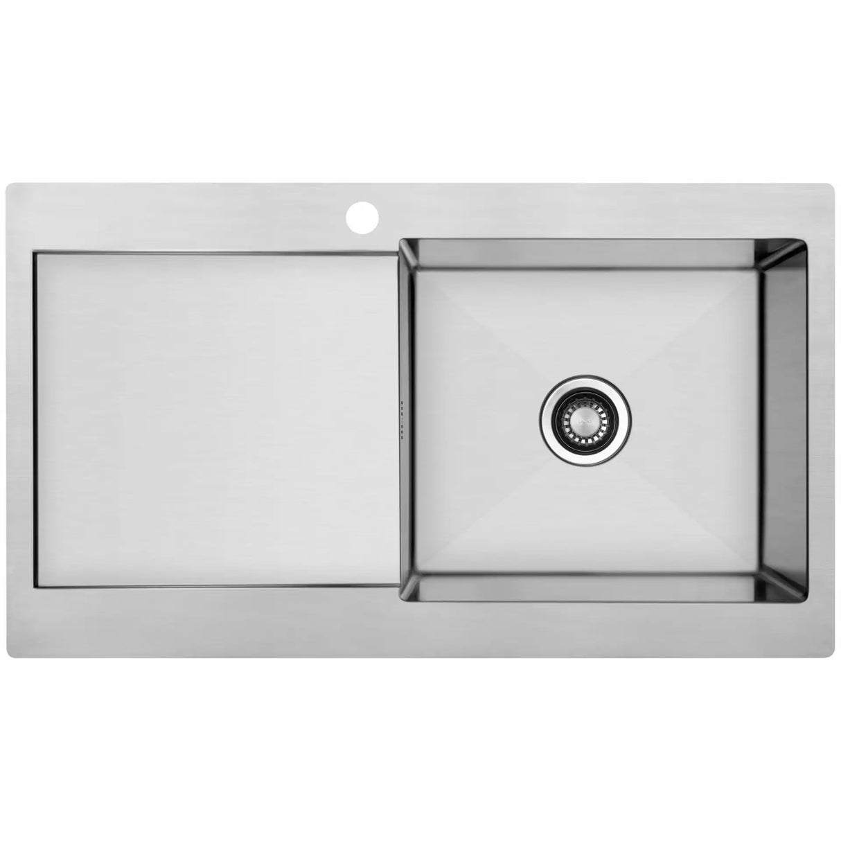 KUBUS 90 R SOFT KØKKENVASK M/BAKKE TIL VENSTRE, RUSTFRIT STÅL