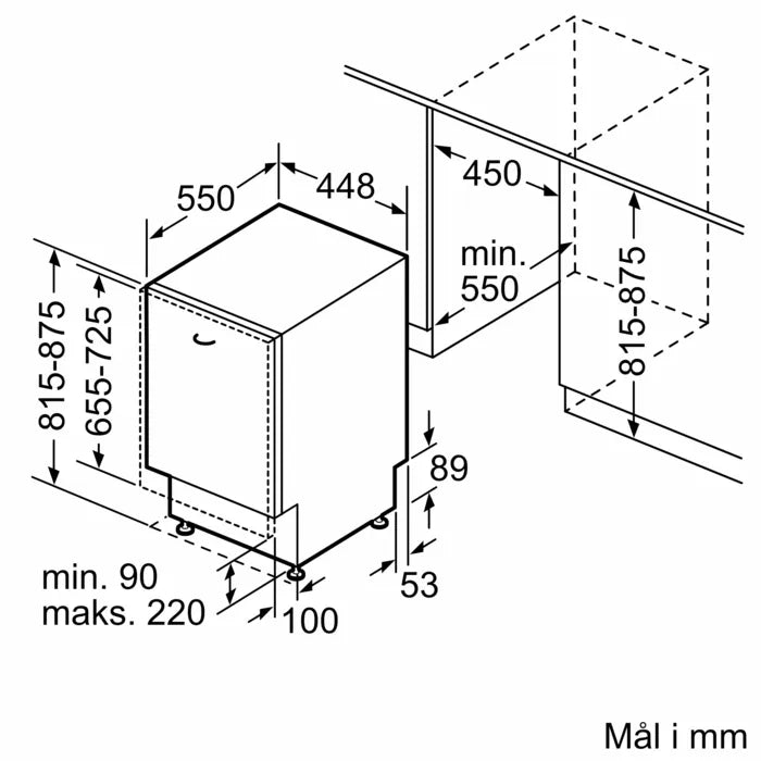 iQ100 Fuldt integrerbar opvaskemaskine 45 cm - SR61IX05KE