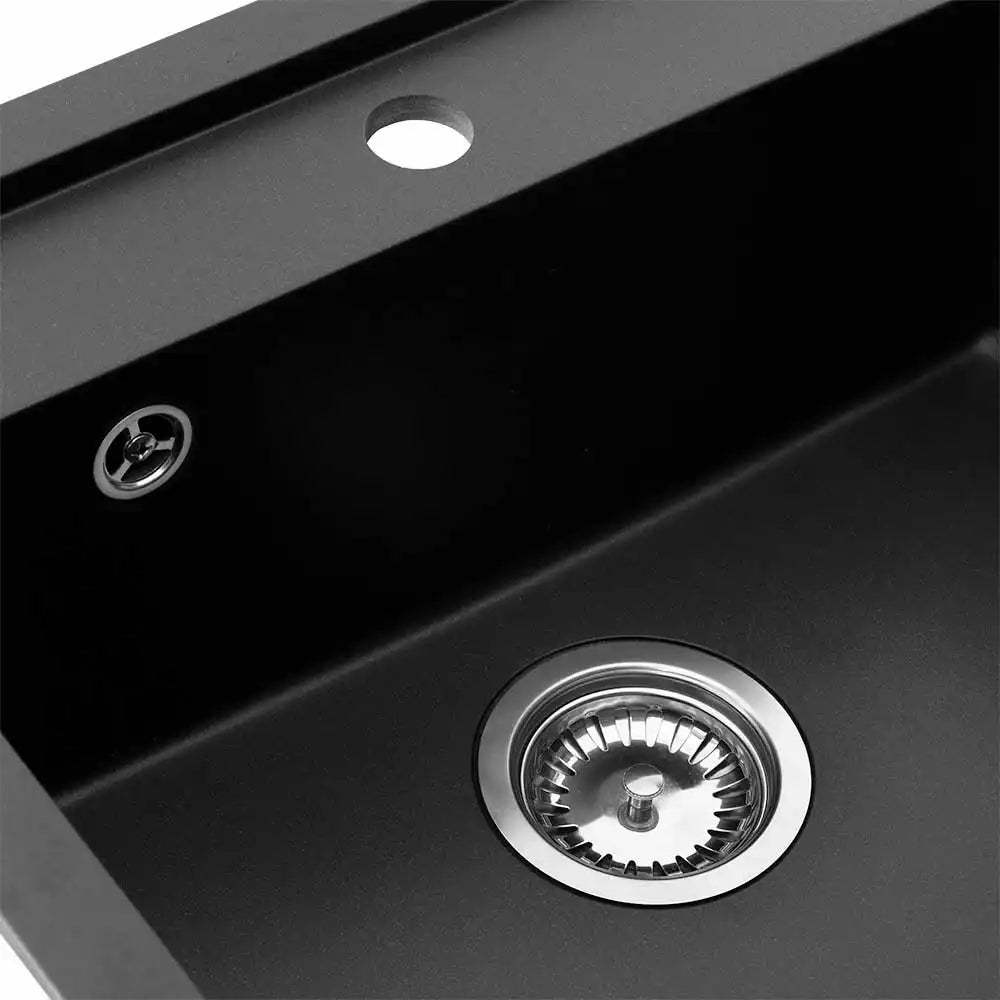 Jupiter 60 Komposit køkkenvask, Sort m/krom afløb