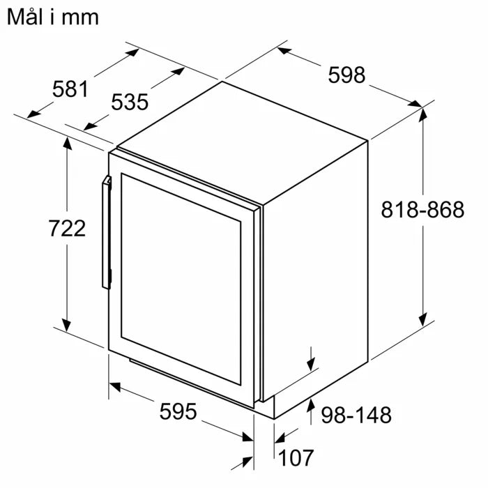 iQ500 Indbygget vinkøleskab 81.8 x 59.8 cm - KU21WAHG0