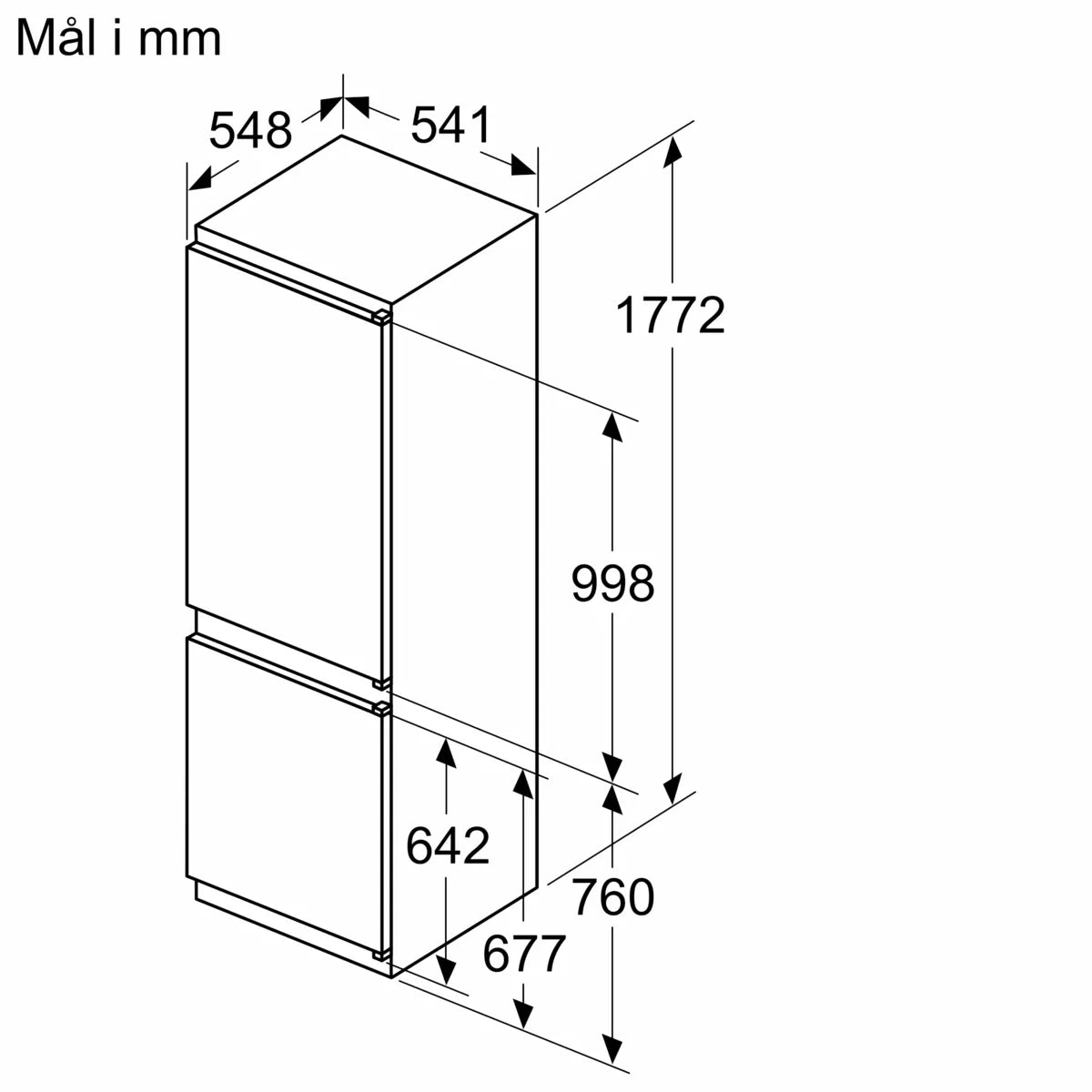 iQ300 Integrerbart køle-/fryseskab 177.2 x 54.1 cm glidende hængsel - KI86NVSE0