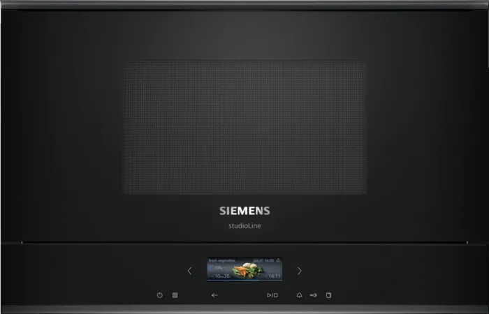 Indbygningsmikroovn 21l højre i sort - Siemens iQ700 - BF922R1B1