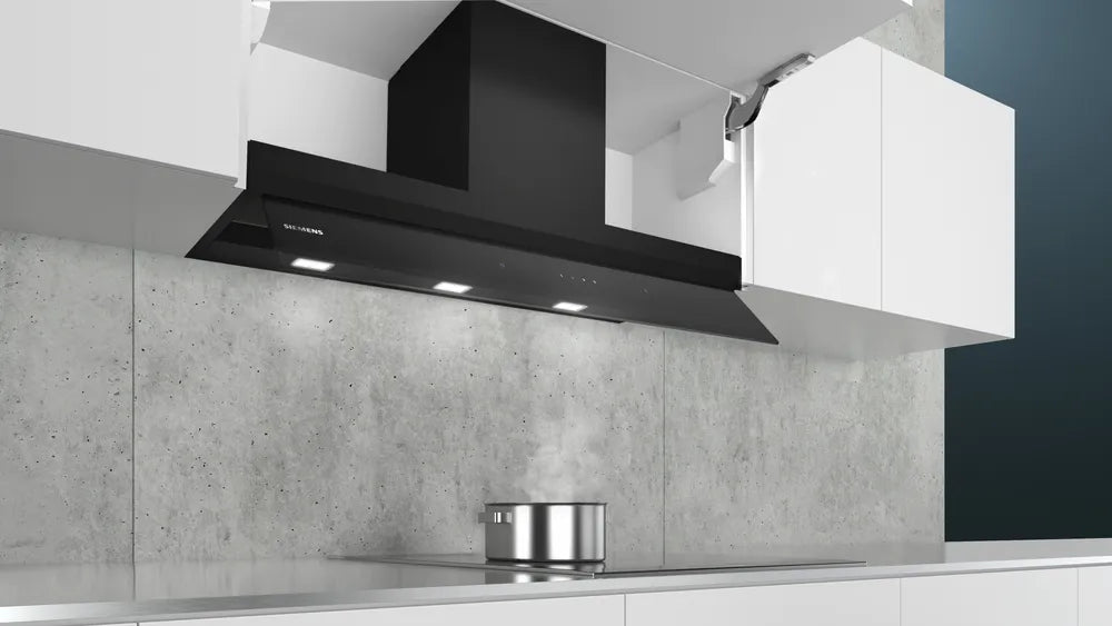 Integreret boksemhætte 90 cm Klart glas med sort tryk - Siemens iQ500 - LJ97BAM60