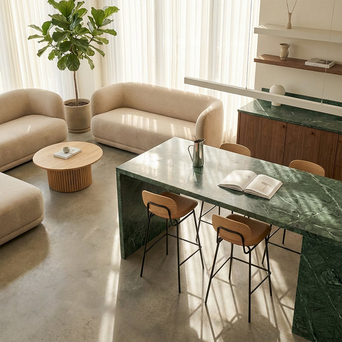 Frame Bar Stool - With backrest and Terra Safari leather - 73 cm.