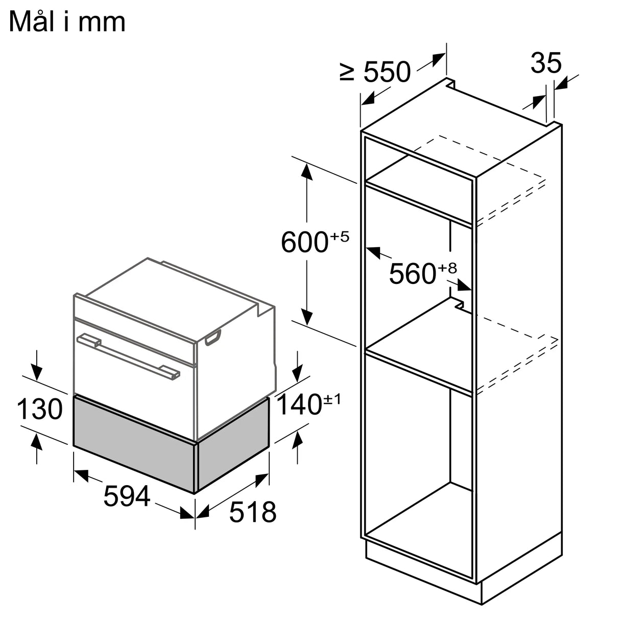 iQ700 BI710C1B1 Varmeskuffe til indbyg 60 x 14 cm Sort