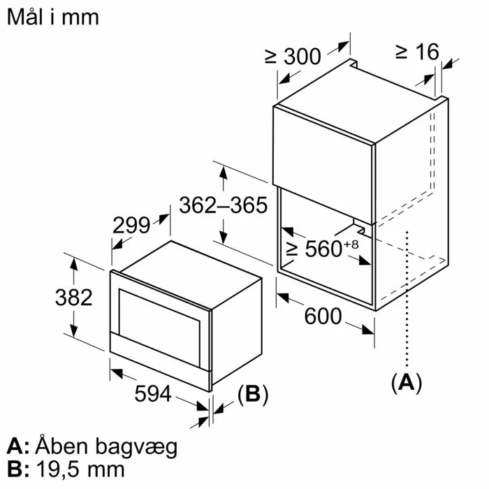 Indbygningsmikroovn 21l venstre i sort - Siemens iQ700 - BF922L1B1