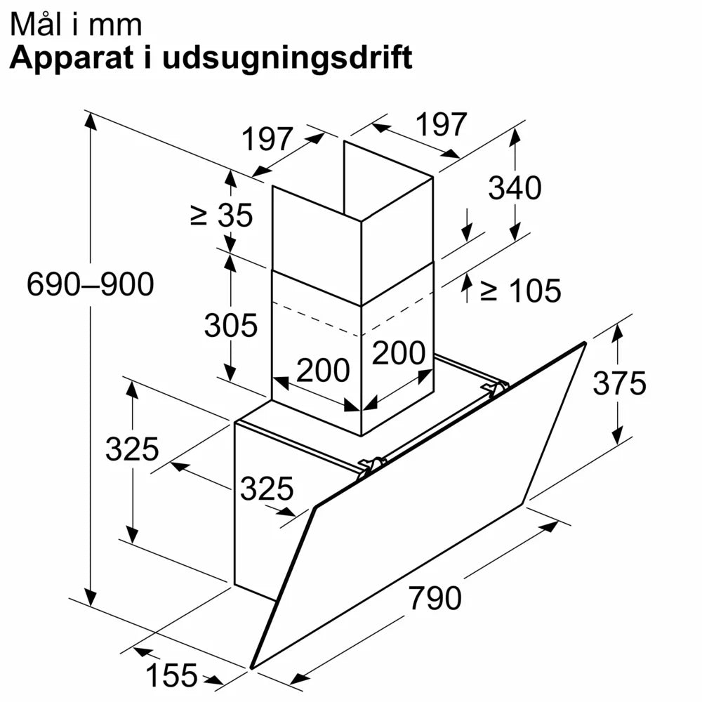Væghængt emhætte 80 cm - Klart glas med sort tryk - Siemens iQ100 - LC85KDK6K