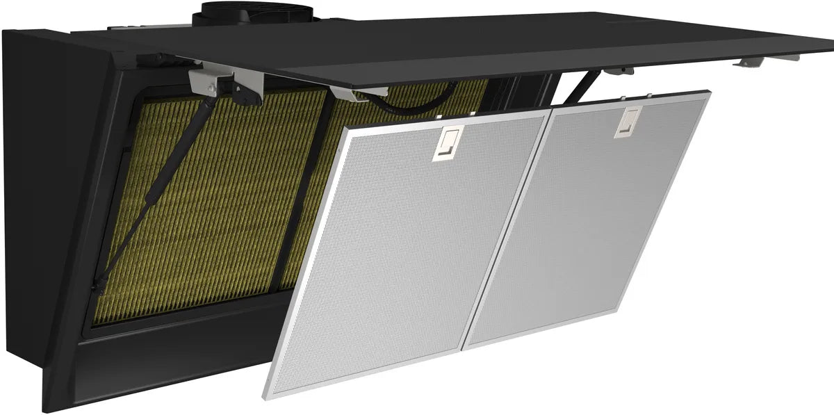 Væghængt emhætte 90 cm Klart glas med sort tryk - Siemens iQ700 - LC91KLT65