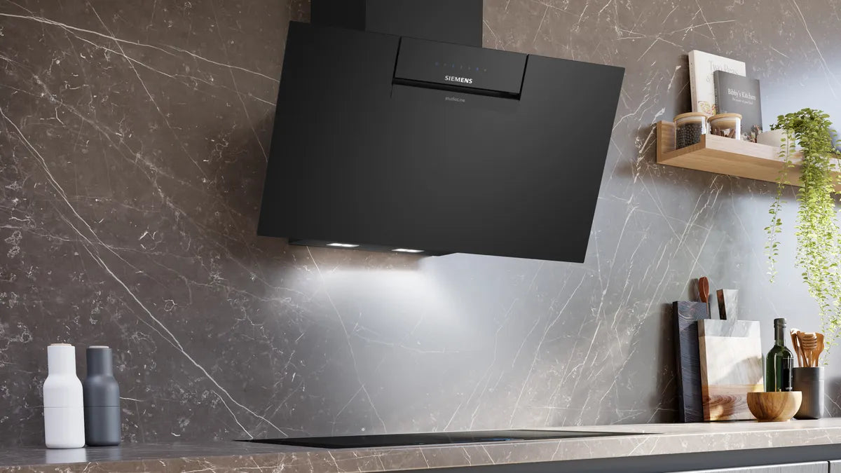 Væghængt emhætte 80 cm Klart glas med sort tryk - Siemens iQ300 - LC87KFN65