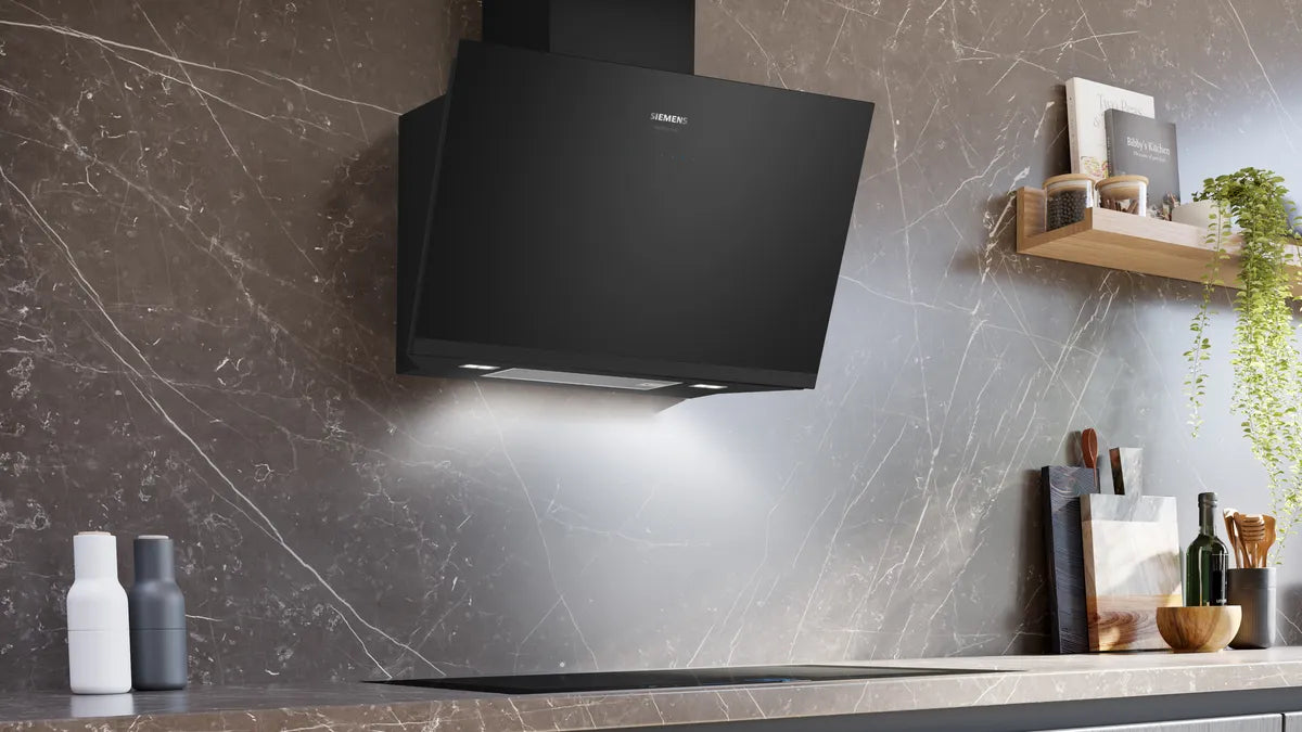 Væghængt emhætte 80 cm Klart glas med sort tryk - Siemens iQ500 - LC81KAN65