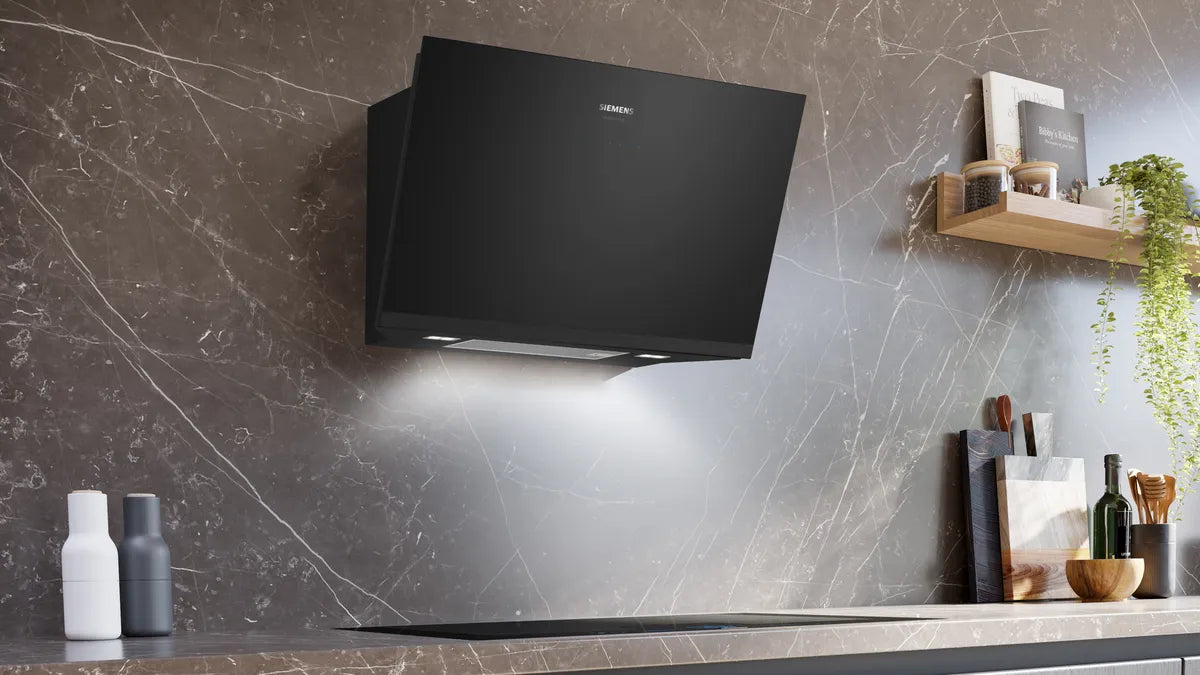 Væghængt emhætte 80 cm Klart glas med sort tryk - Siemens iQ500 - LC81KAN65