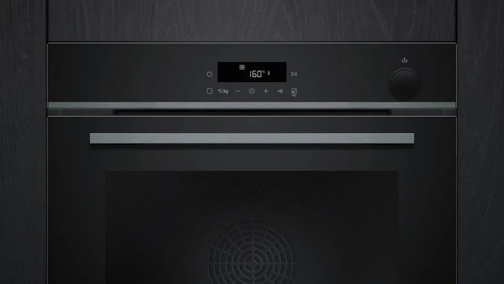 Indbygningsovn med dampfunktion 60 x 60 cm i Sort - IQ300 - Siemens HR472G0B3