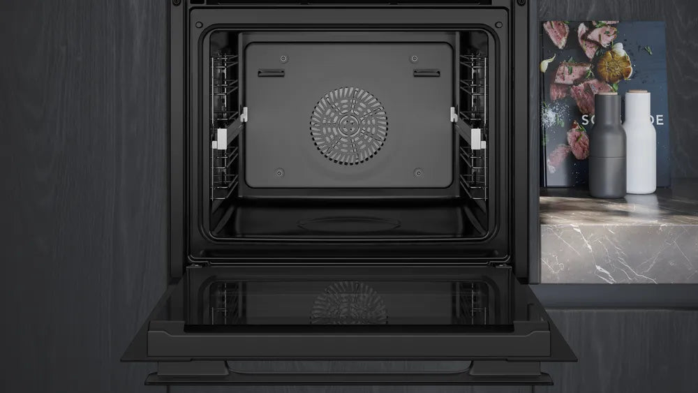 Indbygningsovn med damp 71l EcoClean m/disp A+ - Siemens iQ700 - HS936GCB1 - 60x60 cm