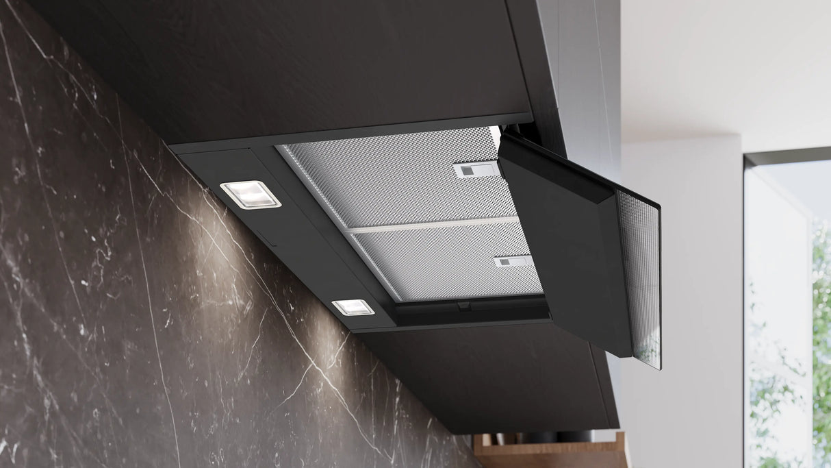 Siemens iQ500 Integreret boksemhætte 60 cm klart glas med sort tryk, Matsort - LJ67BDP60