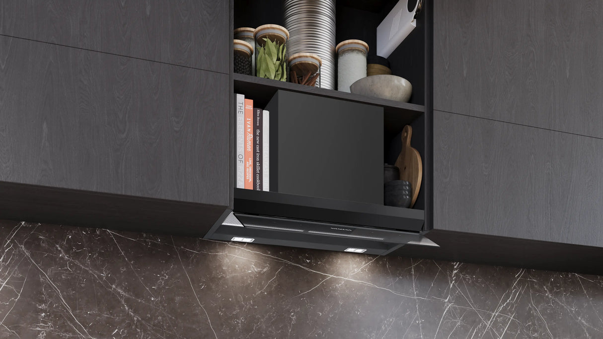 Siemens iQ500 Integreret boksemhætte 60 cm klart glas med sort tryk, Matsort - LJ67BDP60