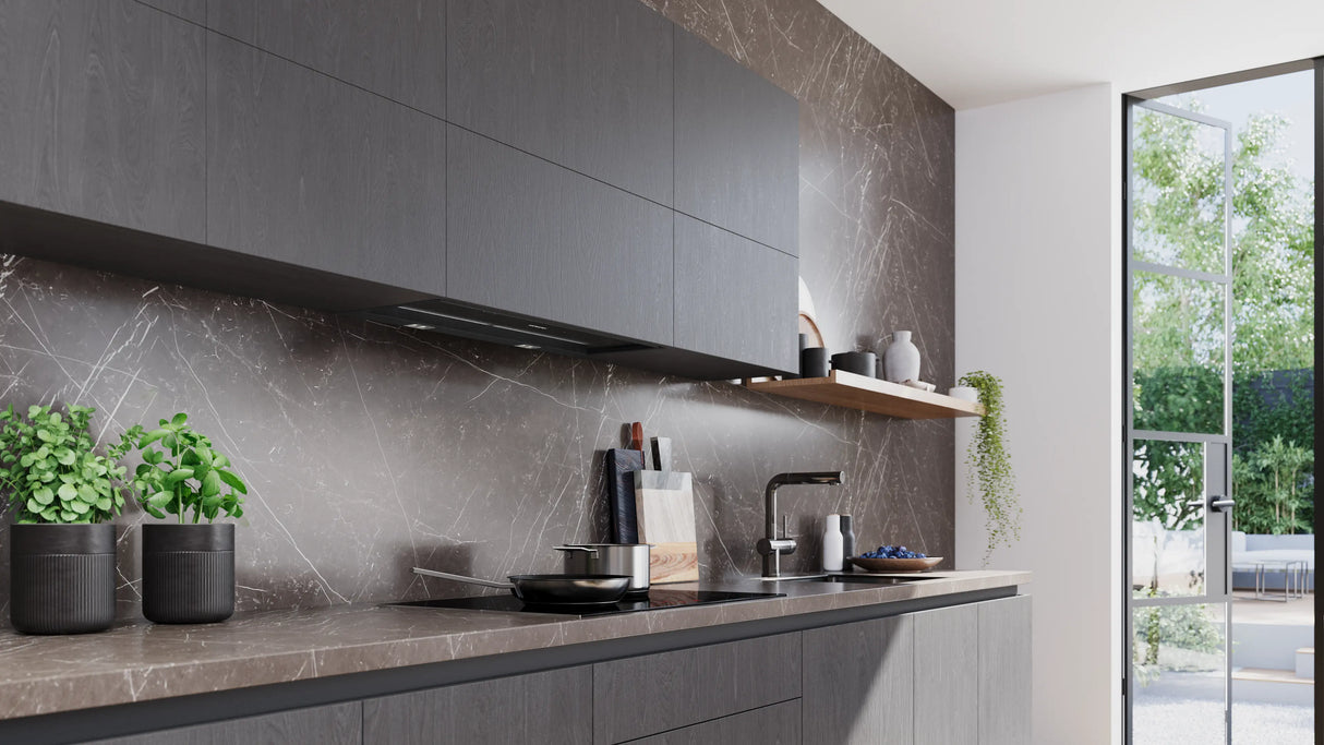 Siemens iQ500 Integreret boksemhætte 80 cm klart glas med sort tryk, Matsort - LJ87BDP60