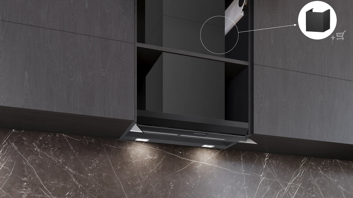 Siemens iQ500 Integreret boksemhætte 60 cm klart glas med sort tryk, Matsort - LJ67BDP60