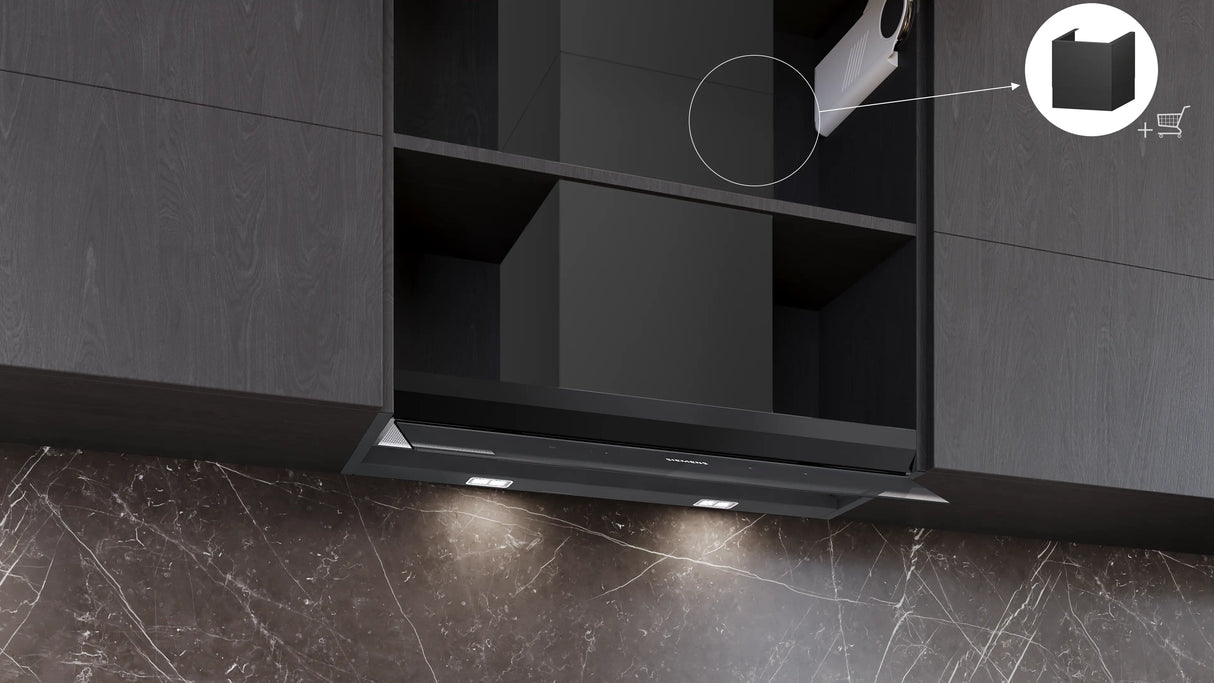 Siemens iQ500 Integreret boksemhætte 80 cm klart glas med sort tryk, Matsort - LJ87BDP60