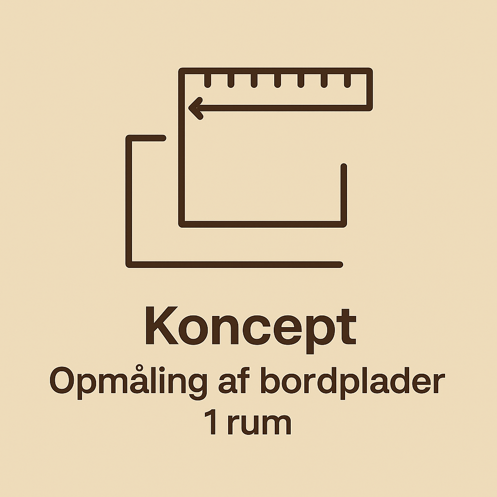 PFP - Tryghedspakke 2 - Koncept - Opmåling af bordplader, 1 rum
