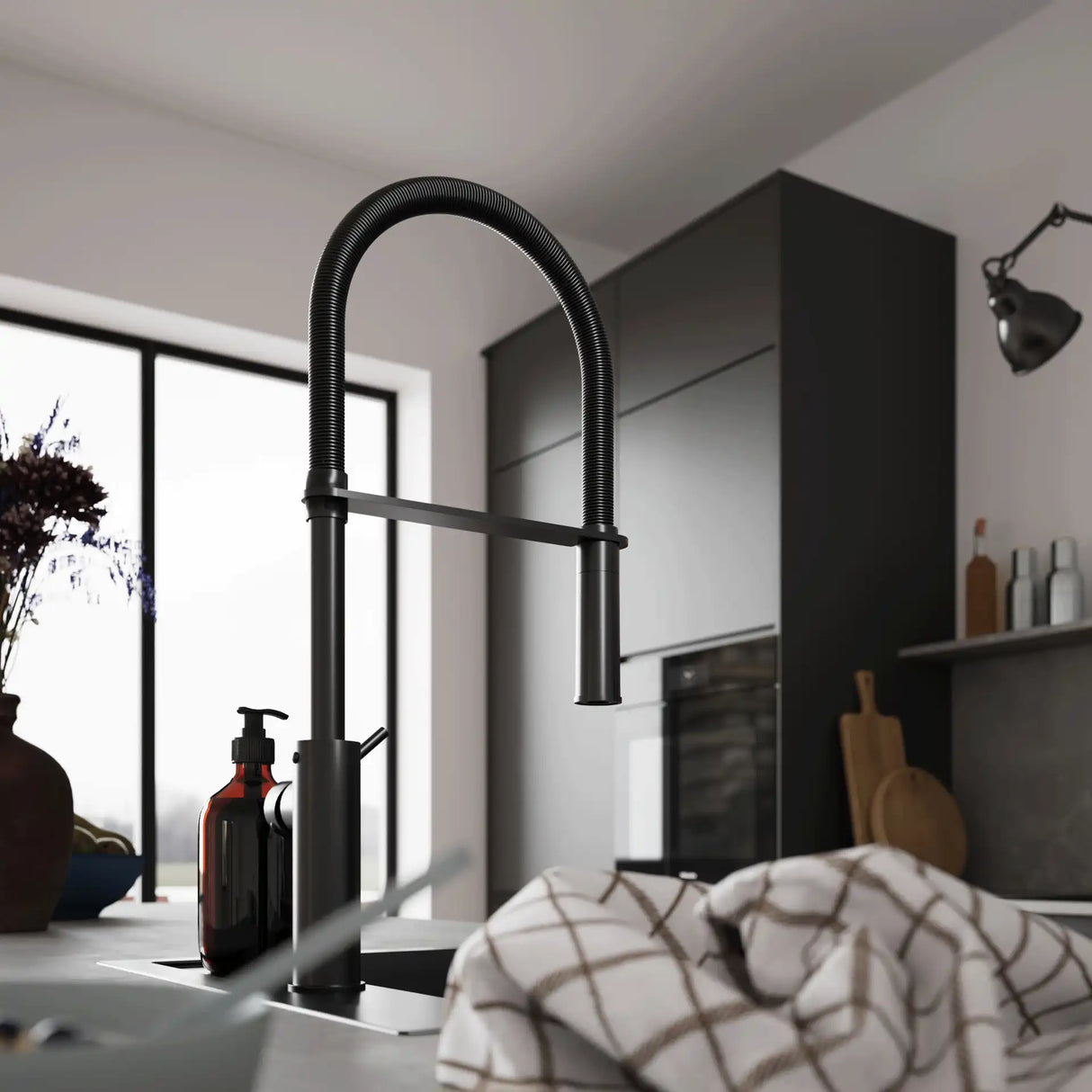 KUBUS 020 KØKKENARMATUR M/UDTRÆK, MATSORT/MATSORT