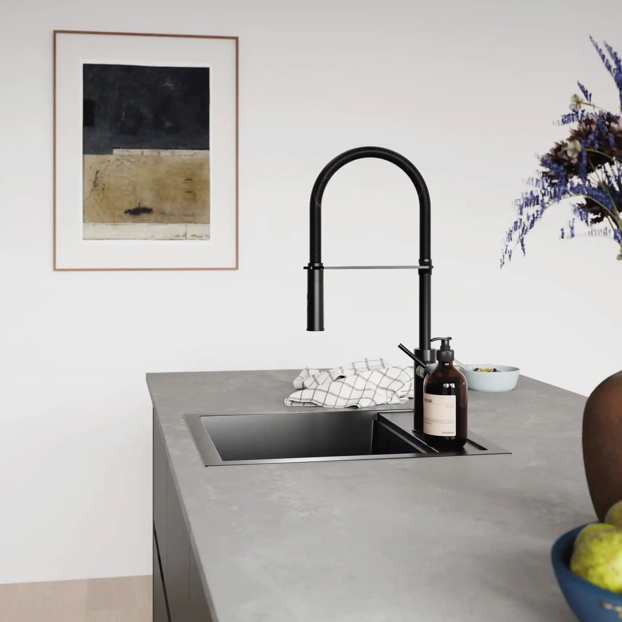 KUBUS 020 KØKKENARMATUR M/UDTRÆK, MATSORT/MATSORT