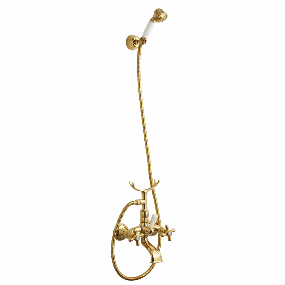 Retro to-grebs badekararmatur, Massiv messing