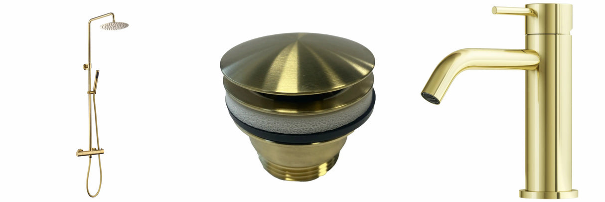 Samlet bruser og armatur sæt i pvd messing