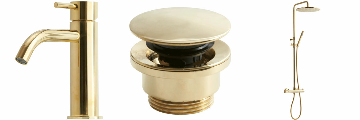 Samlet bruser og armatur sæt i massiv messing