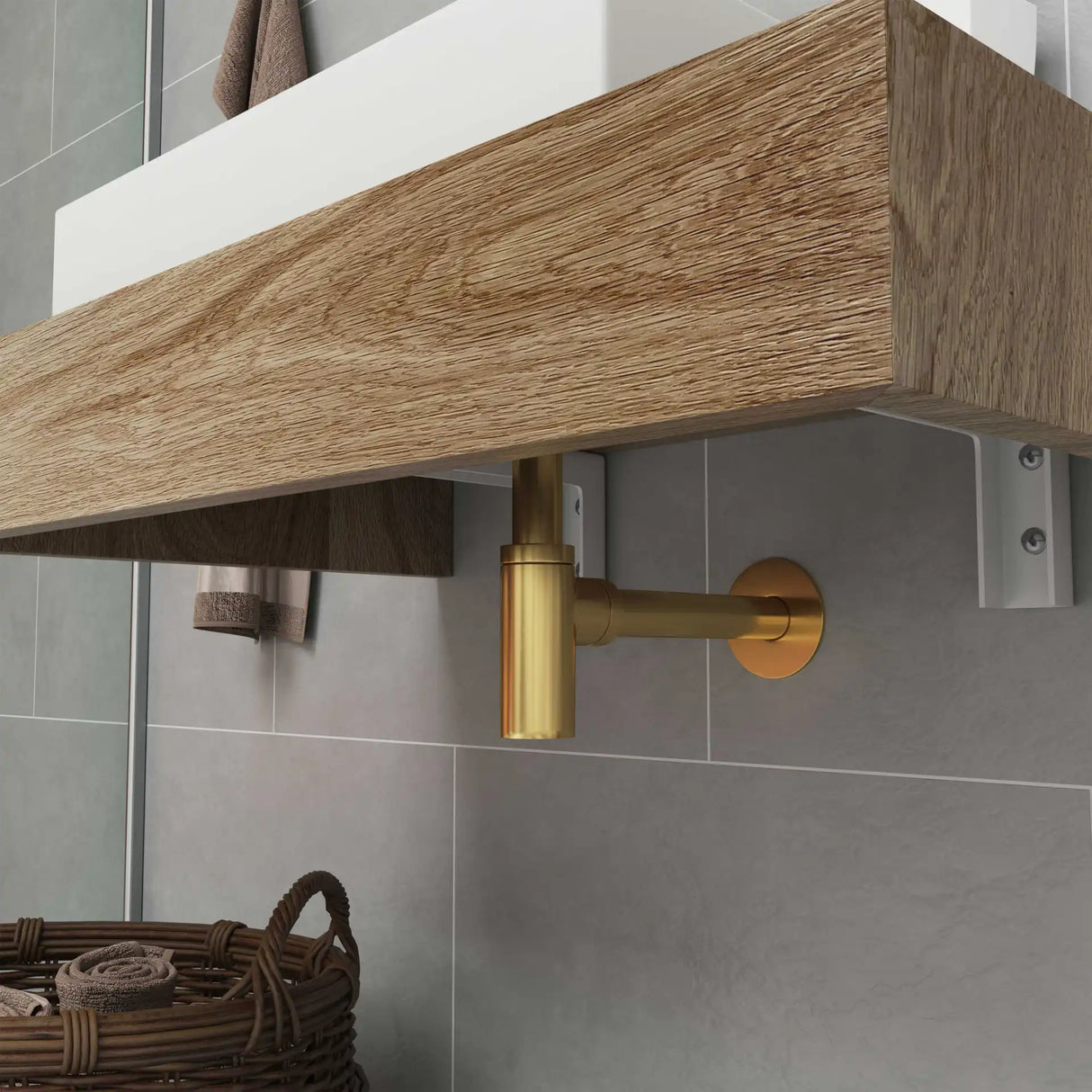 Lavabo Luna vandlås t/vægmontering, Massiv messing