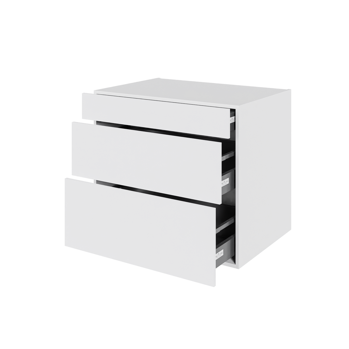 Multi-Living Køkken skuffeskab i Hvid Front H: 70,4 cm D: 60,0 cm - 3 skuffer deludtræk og softluk - Bredde: 80 cm