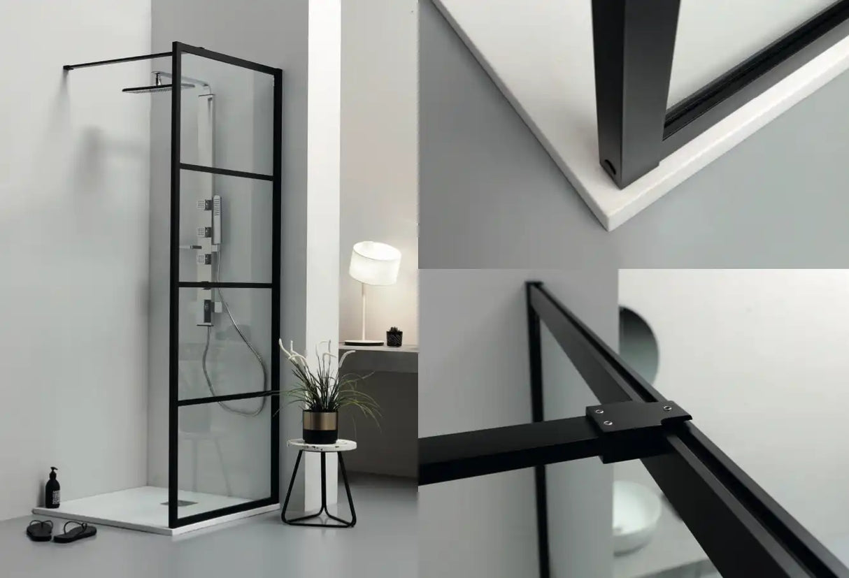 WALK IN GLASBRUSEVÆG 90X200, MATSORT (U/MIDTERSPROSSE)