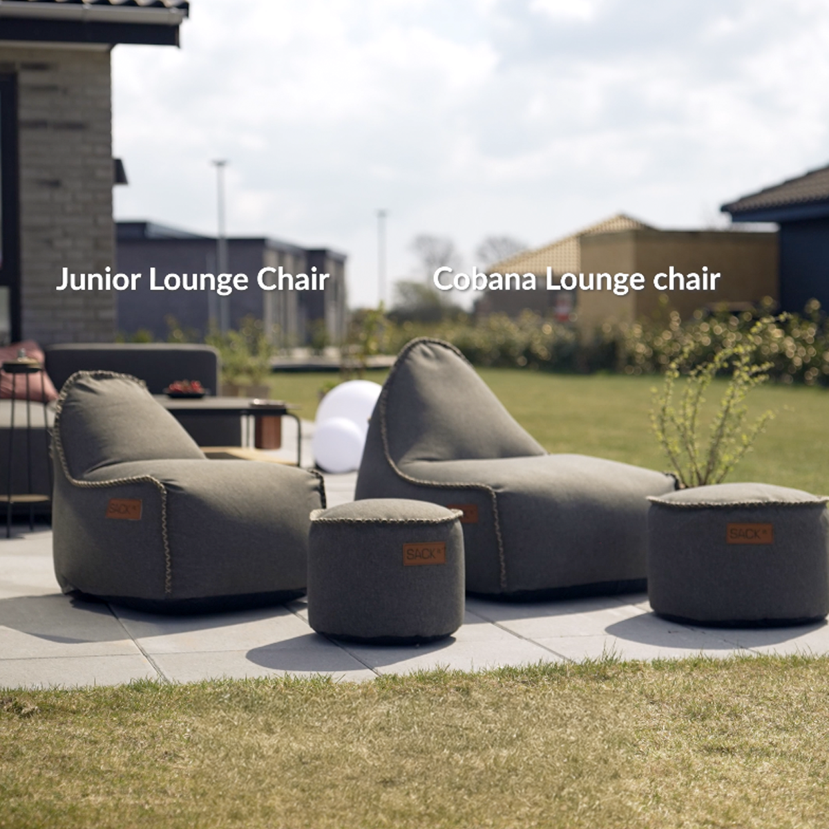 Cobana Junior Lounge Chair & Pouf Grey