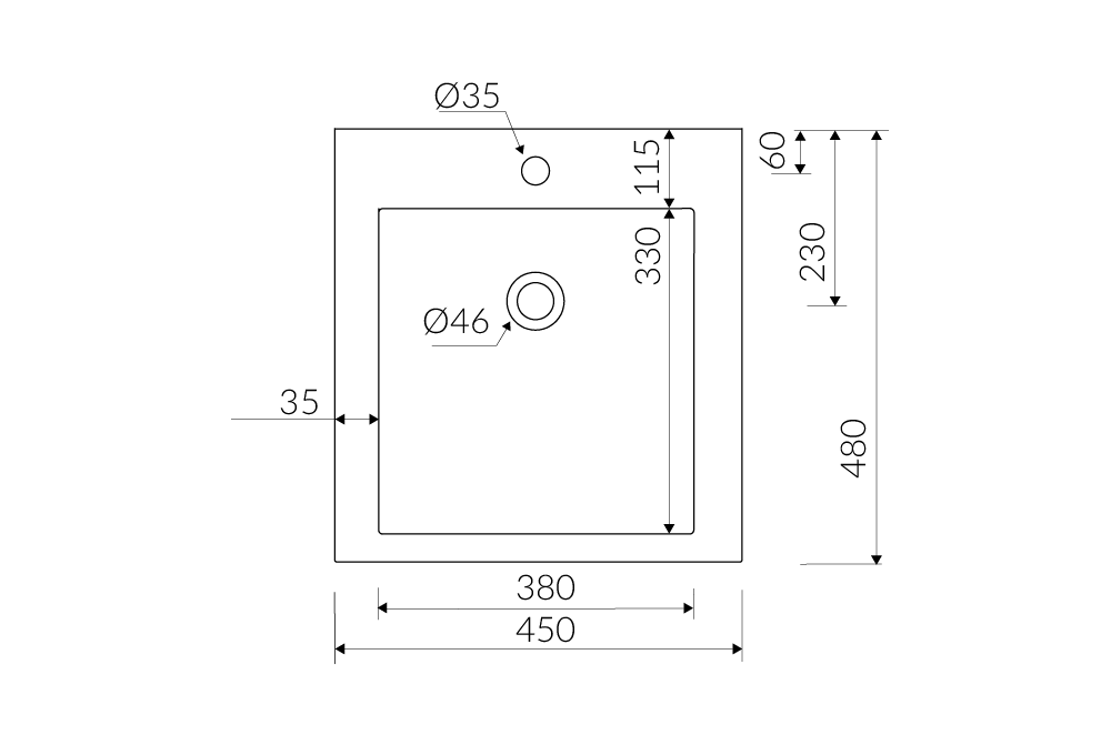 Bordmonteret og vægmonteret vask - Amalfi Bord mat