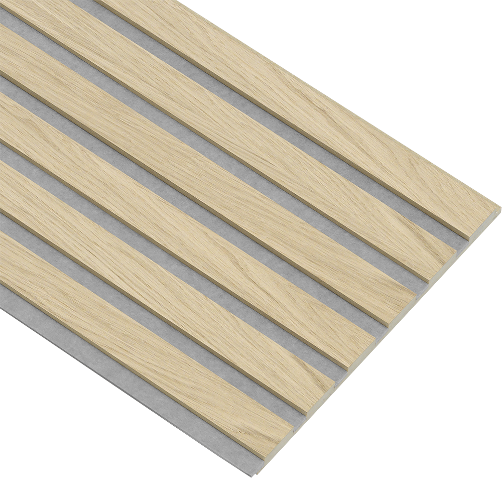 Akustikpaneler i almindelig kerne i natur ubehandlet - vælg mellem forskellige farve filt - Mål: 16 × 300 × 2400 mm