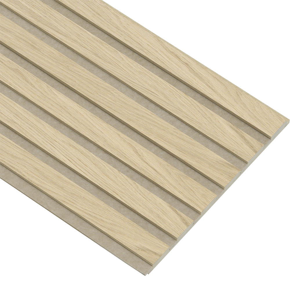 Akustikpaneler i almindelig kerne i natur ubehandlet - vælg mellem forskellige farve filt - Mål: 16 × 300 × 2400 mm