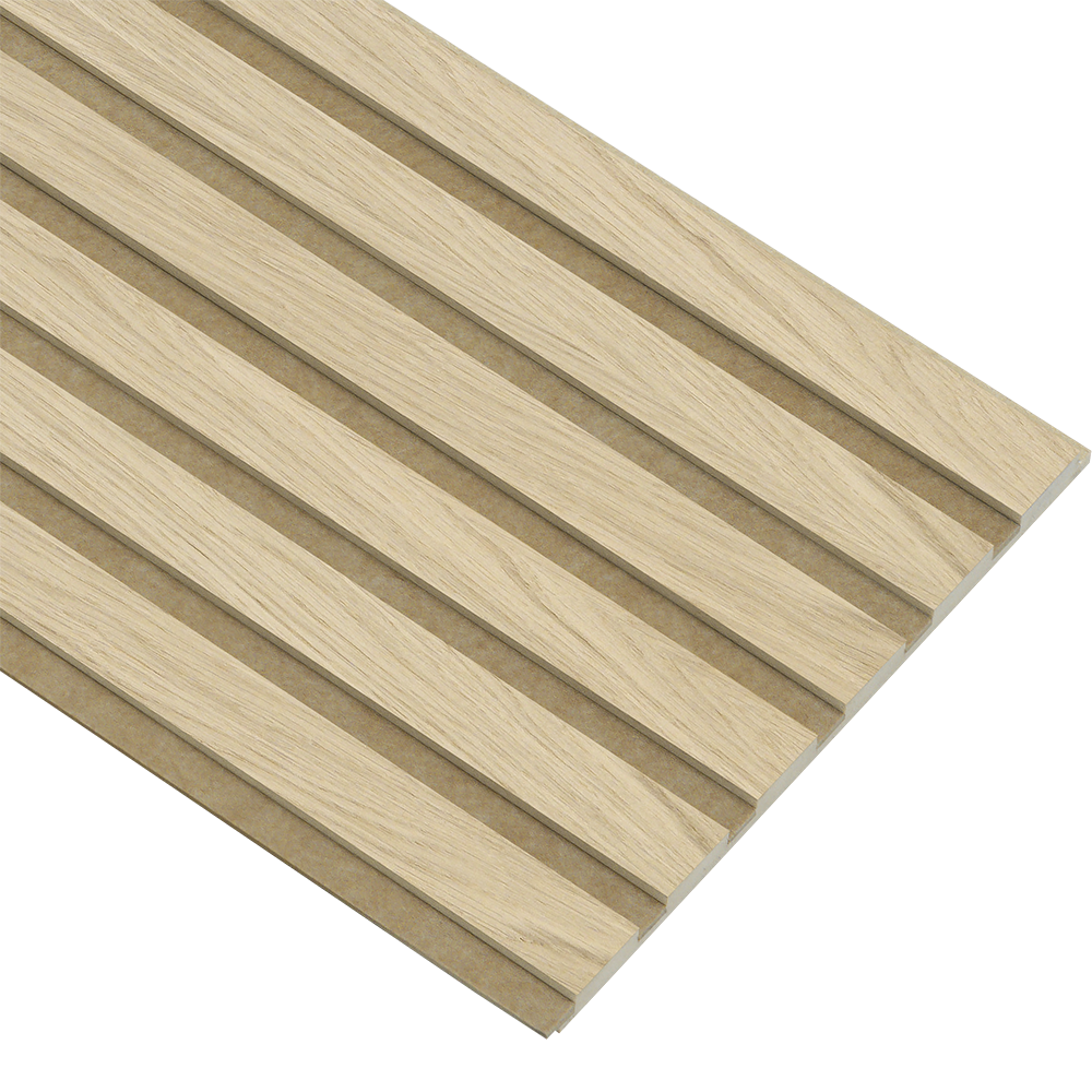 Akustikpaneler i almindelig kerne i natur ubehandlet - vælg mellem forskellige farve filt - Mål: 16 × 300 × 2400 mm