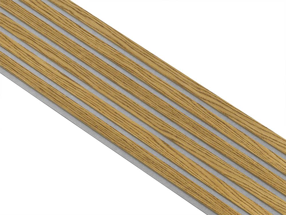 Akustikpaneler i almindelig kerne i brun oliering - vælg mellem forskellige farve filt - Mål: 16 × 300 × 2780 mm