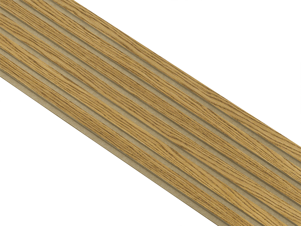 Akustikpaneler i almindelig kerne i brun oliering - vælg mellem forskellige farve filt - Mål: 16 × 300 × 2780 mm