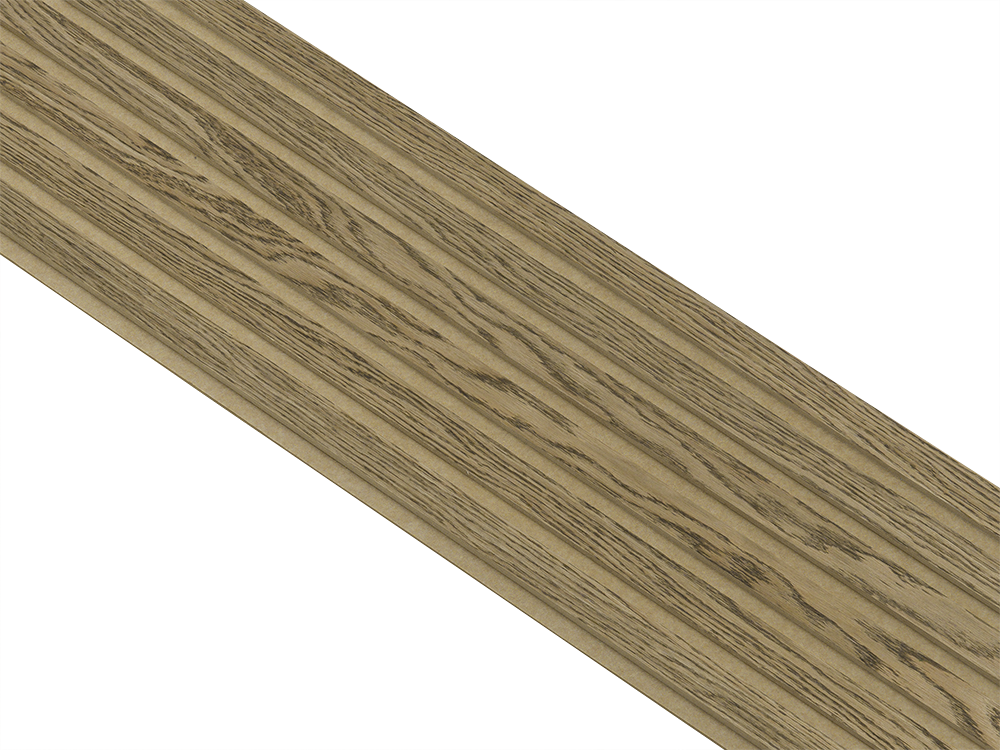 Akustikpaneler i almindelig kerne i mørkebrun oliering - vælg mellem forskellige farve filt - Mål: 16 × 300 × 2780 mm