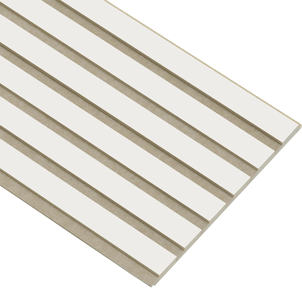 Akustikpaneler i almindelig kerne hvid malet - vælg mellem forskellige farve filt - Mål: 16 × 300 × 2780 mm