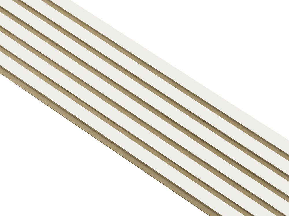 Akustikpaneler i almindelig kerne hvid malet - vælg mellem forskellige farve filt - Mål: 16 × 300 × 2780 mm