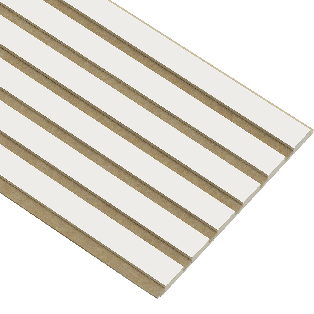 Akustikpaneler i almindelig kerne hvid malet - vælg mellem forskellige farve filt - Mål: 16 × 300 × 2780 mm