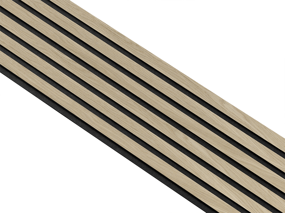 Akustikpaneler i sort kerne i natur ubehandlet - vælg mellem forskellige farve filt - Mål: 17 × 300 × 2780 mm