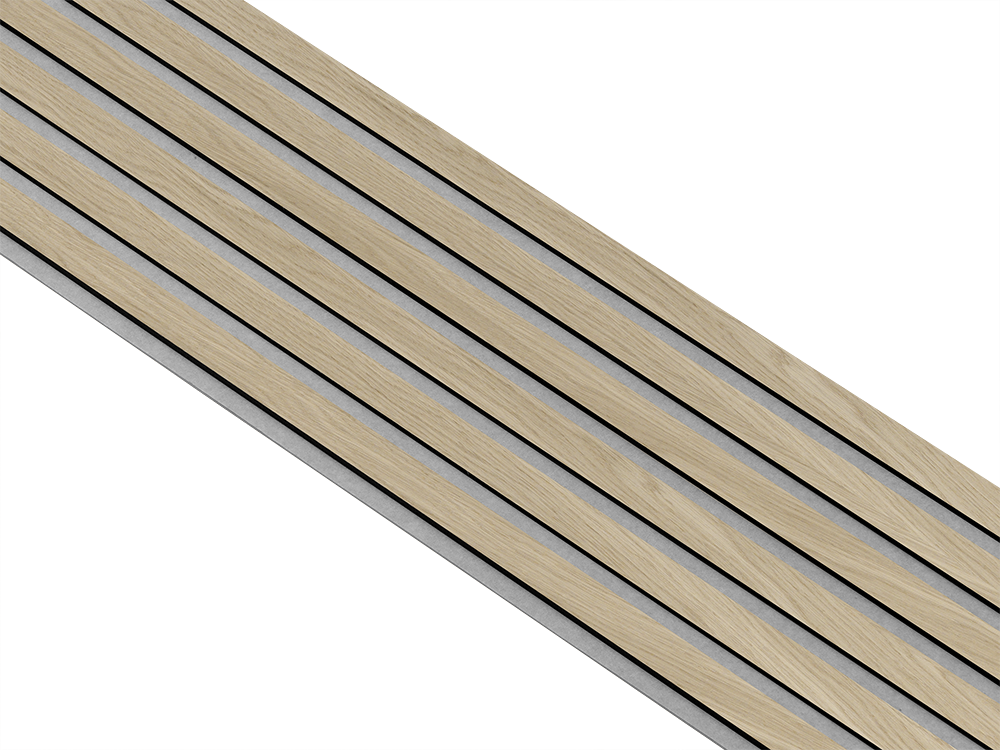 Akustikpaneler i sort kerne i natur ubehandlet - vælg mellem forskellige farve filt - Mål: 17 × 300 × 2780 mm