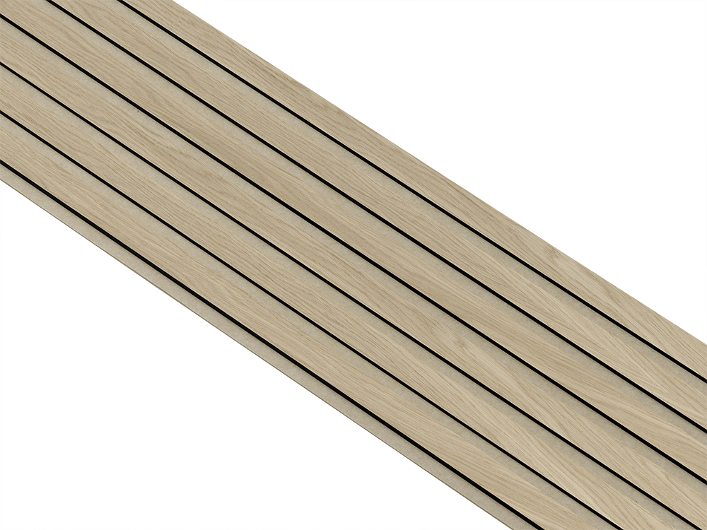 Akustikpaneler i sort kerne i natur ubehandlet - vælg mellem forskellige farve filt - Mål: 17 × 300 × 2780 mm