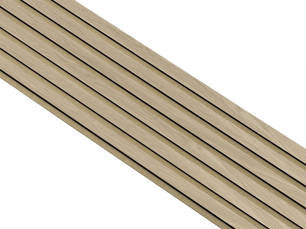 Akustikpaneler i sort kerne i natur ubehandlet - vælg mellem forskellige farve filt - Mål: 17 × 300 × 2780 mm