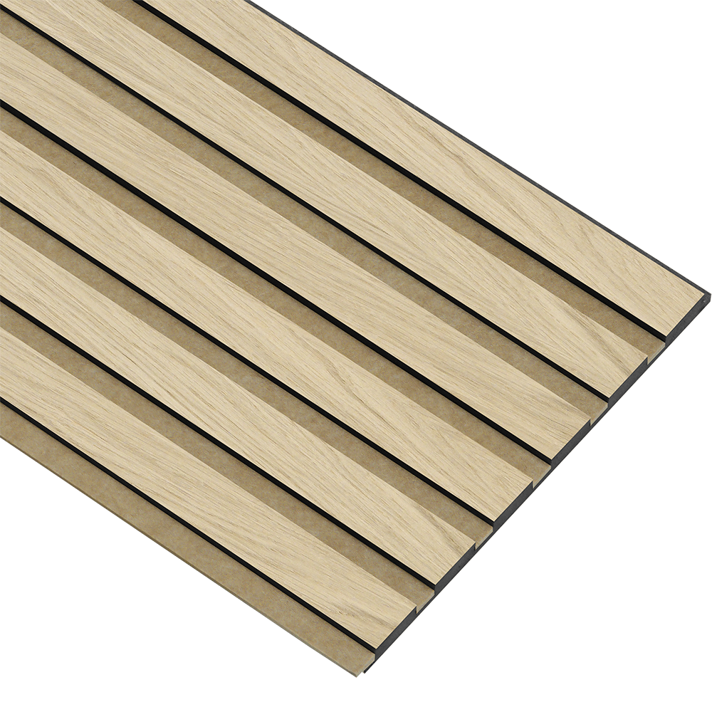 Akustikpaneler i sort kerne i natur ubehandlet - vælg mellem forskellige farve filt - Mål: 17 × 300 × 2780 mm