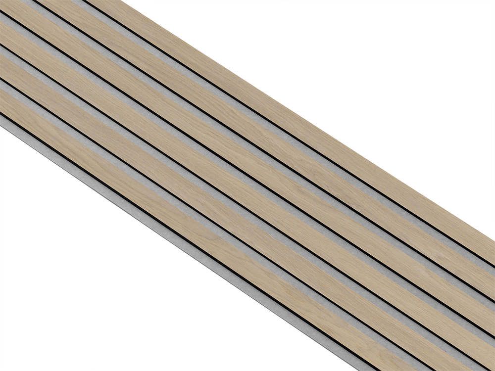 Akustikpaneler i sort kerne i hvid oliering - vælg mellem forskellige farve filt - Mål: 17 × 300 × 2780 mm