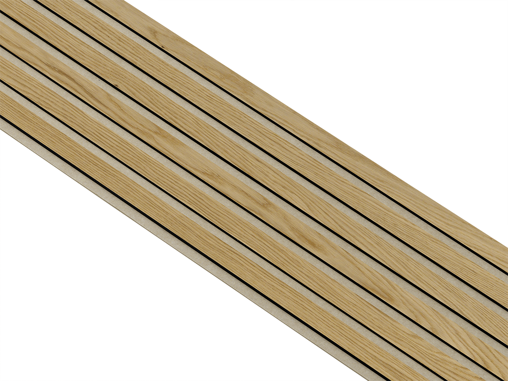 Akustikpaneler i sort kerne i klar oliering - vælg mellem forskellige farve filt - Mål: 17 × 300 × 2400 mm