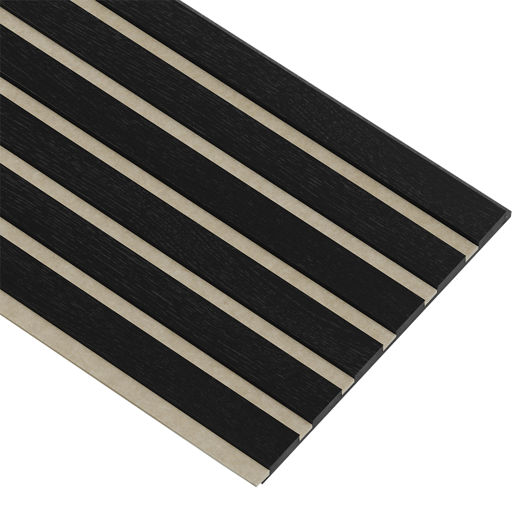 Akustikpaneler i sort kerne i sort malet - vælg mellem forskellige farve filt - Mål: 17 × 300 × 2780 mm